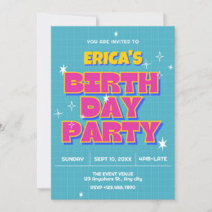 Retro pop birthday party invitation