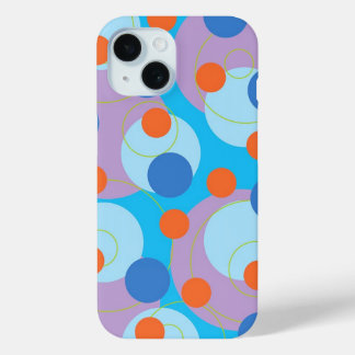 Retro Pop Circles Blue & Orange Dots Funky Groovy iPhone 15 Case