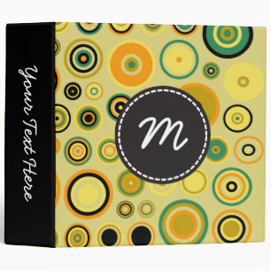 Retro Pop Circles Mosaic Pattern #6 3 Ring Binder