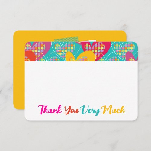 Retro Pop Colorful Hearts  Dots Fun Kids Birthday Thank You Card