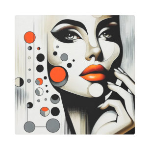 Retro Pop Diva: Geometric Elegance Abstract Art 