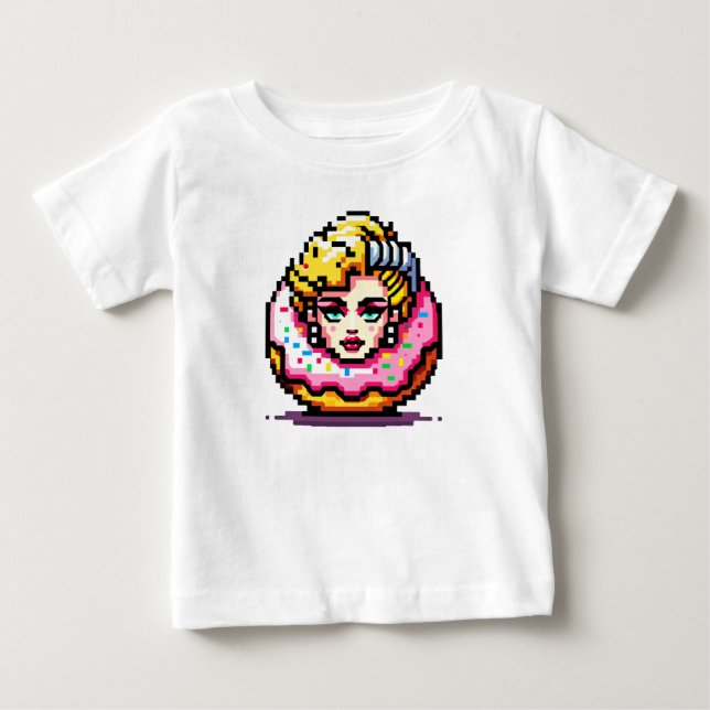 Retro Pop Donut - Vibrant 80s Fashion Icon Art Baby T-Shirt (Front)