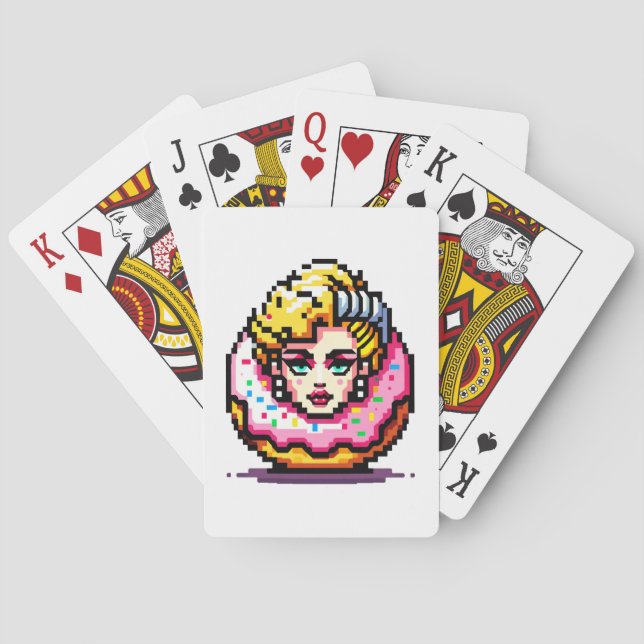 Retro Pop Donut - Vibrant 80s Fashion Icon Art Poker Cards (Back)