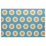 Retro Pop Flowers Pattern Turquoise and Gold Fabric