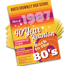 Retro pop school class reunion invitation