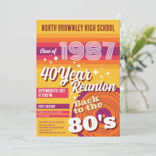 Retro pop school class reunion invitation