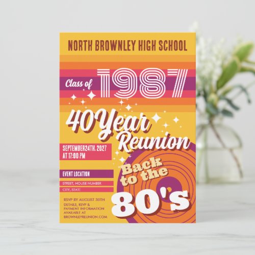 Retro pop school class reunion invitation