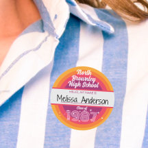 Retro pop school class reunion name tag