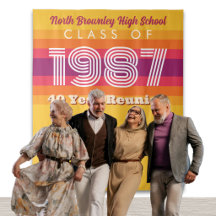 Retro Pop School Reunion Photobooth backdrop