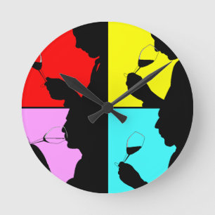 Retro PopArt Clock Vintage 4 Steps Wine Tasting