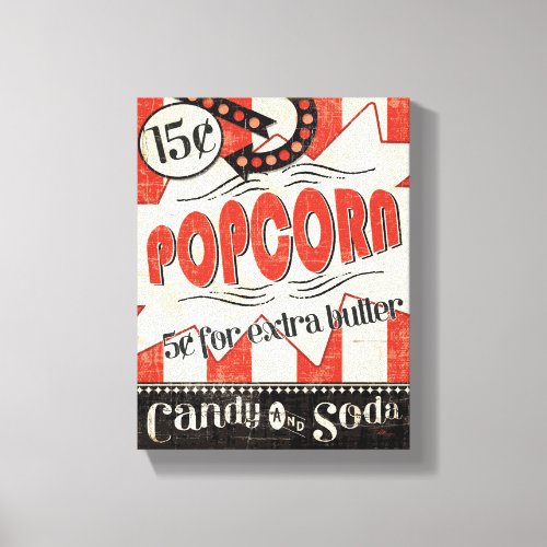 Retro Popcorn Canvas Print