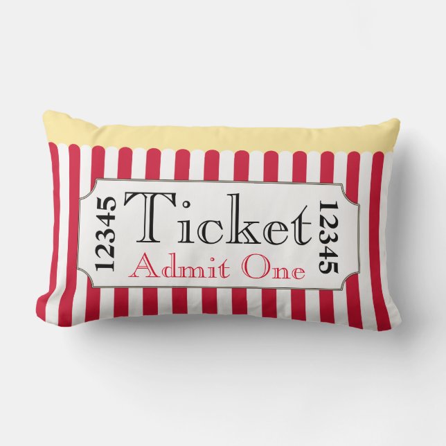 Retro Popcorn Movie Ticket Cinema Pillow (Front)
