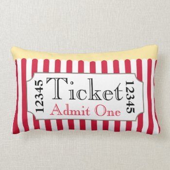 Retro Popcorn Movie Ticket Cinema Pillow by suncookiez at Zazzle