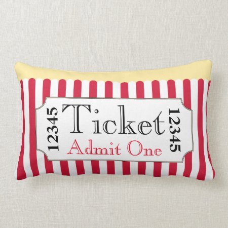 Retro Popcorn Movie Ticket Cinema Pillow