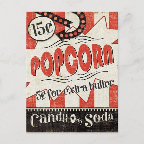 Retro Popcorn Postcard