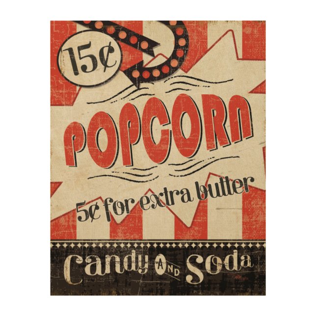 Retro Popcorn Wood Wall Decor (Front)
