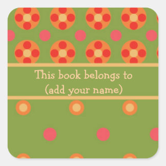 Retro Poppies and Polka Dot Sheet of 20 Bookplates