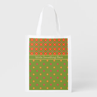 Retro Poppies and Polka Dots Reusable Shopping Bag