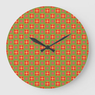 Retro Poppies and Polka Dots Round Wall Clock