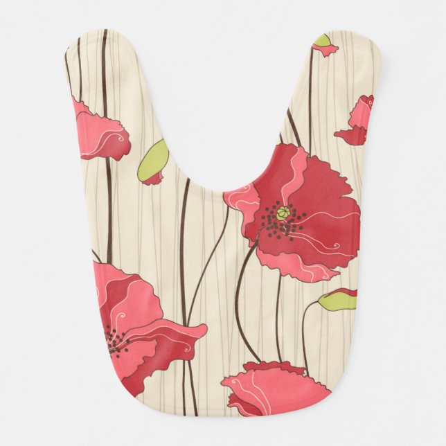Retro Poppies Pattern Bib (Front)