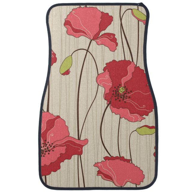 Retro Poppies Pattern Car Mat (Front)