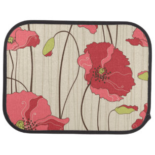 Retro Poppies Pattern Car Mat