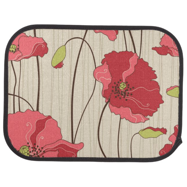 Retro Poppies Pattern Car Mat (Rear)