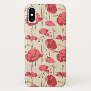 Retro Poppies Pattern iPhone X Case