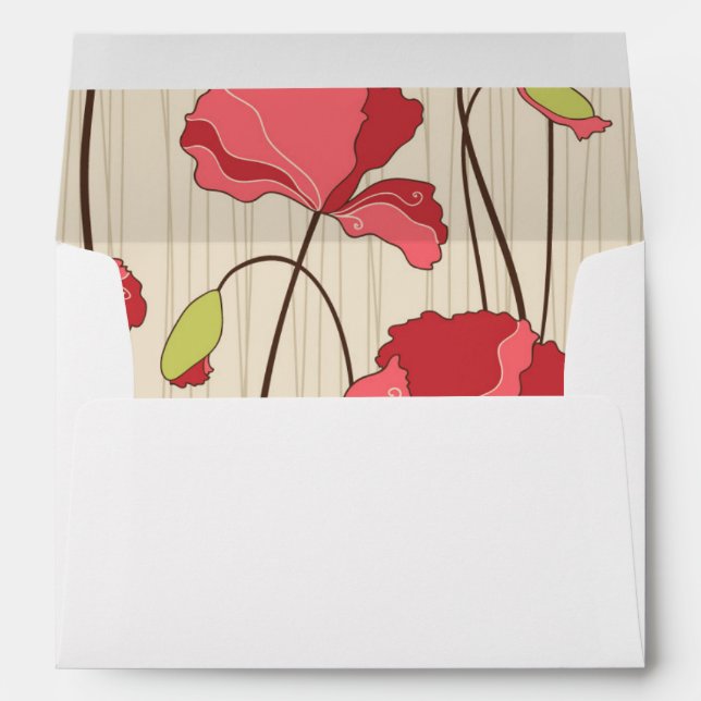Retro Poppies Pattern Envelope (Back (Bottom))