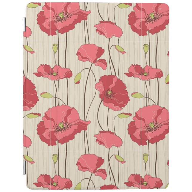 Retro Poppies Pattern iPad Smart Cover (Front)