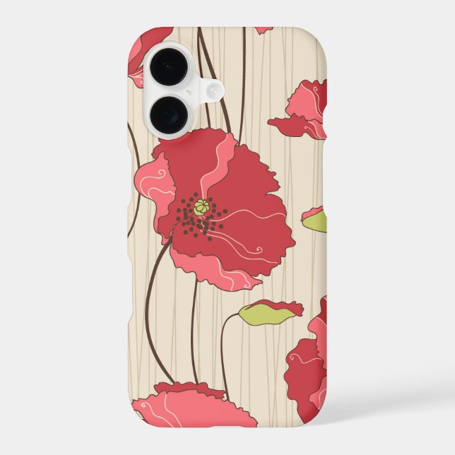 Retro Poppies Pattern Iphone Case (Back)