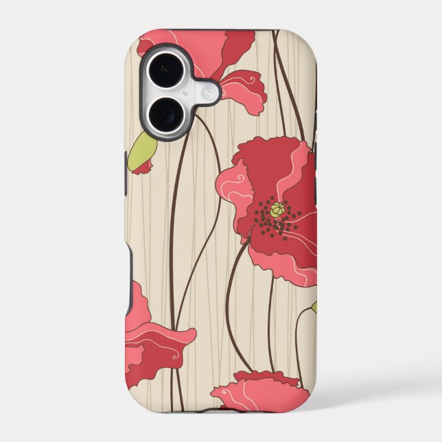 Retro Poppies Pattern Iphone Case (Back)