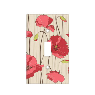 Retro Poppies Pattern Light Switch Cover