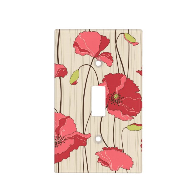 Retro Poppies Pattern Light Switch Cover (Front)