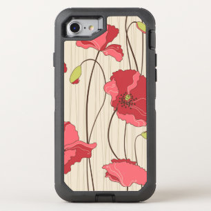 Retro Poppies Pattern OtterBox Defender iPhone SE/8/7 Case