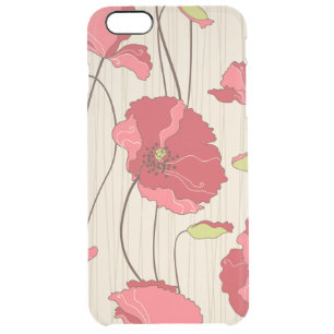 Retro Poppies Pattern Clear iPhone 6 Plus Case