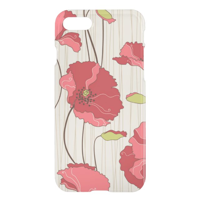 Retro Poppies Pattern Uncommon iPhone Case (Back)