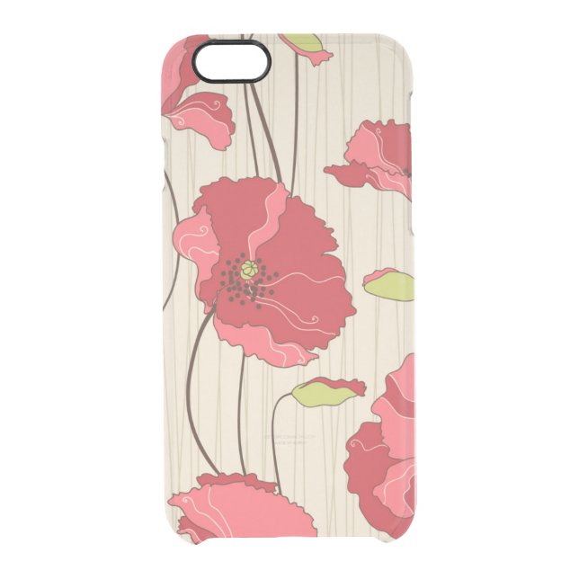 Retro Poppies Pattern Uncommon iPhone Case (Back)
