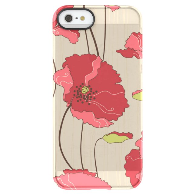 Retro Poppies Pattern Uncommon iPhone Case (Back)