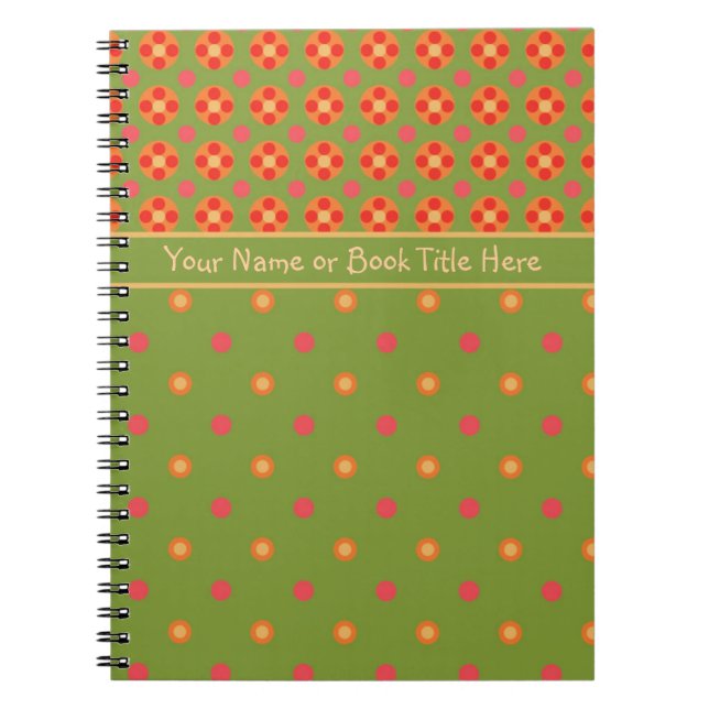 Retro Poppies, Polka Dots Spiral Notebook, Journal (Front)