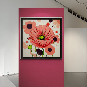 Retro Poppy Bloom - Art Print