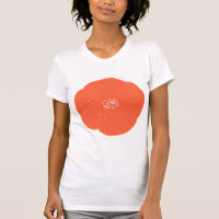 Retro Poppy Floral Art in Vintage Orange and White