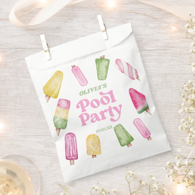 Retro Popsicle Birthday Pool Party Favor Bag (Clipped)