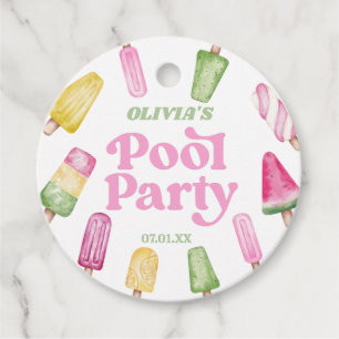 Retro Popsicle Birthday Pool Party Favor Tags