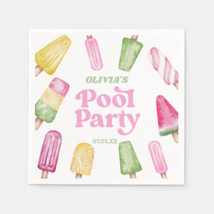 Retro Popsicle Birthday Pool Party Napkins