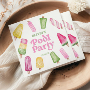 Retro Popsicle Birthday Pool Party Napkins