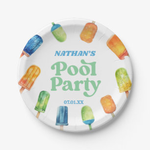 Retro Popsicle Birthday Pool Party Paper Plates