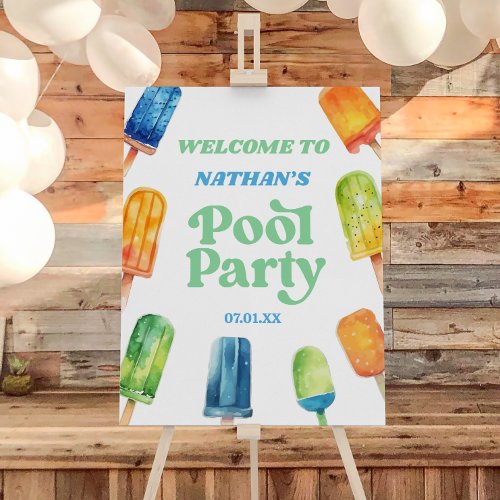 Retro Popsicle Birthday Pool Party Welcome Sign