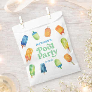 Retro Popsicle Birthday Pool Party Welcome Sign Favor Bag