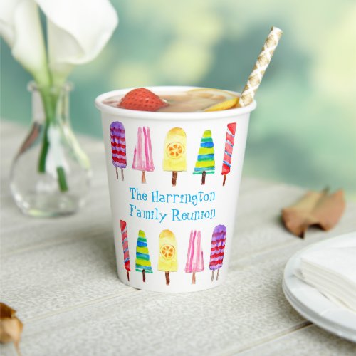 Retro Popsicle Personalized Summer Party Colorful Paper Cups